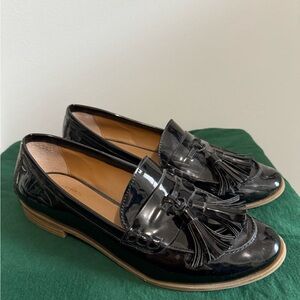 G. H. Bass Black Patent Leather Loafers with Tassels
